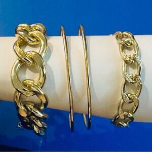 Gold Stack of 3 Chunky Bracelets